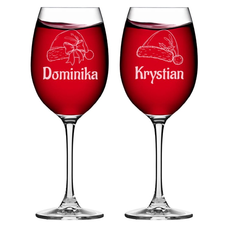 Kieliszki do wina 370 ml Czapki Mikołaja.jpg