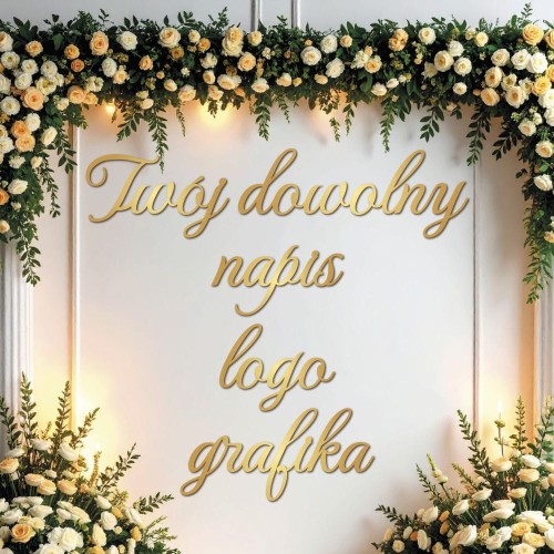 Dekoracja na ściankę - złote/srebrne lustro - twoje logo napis