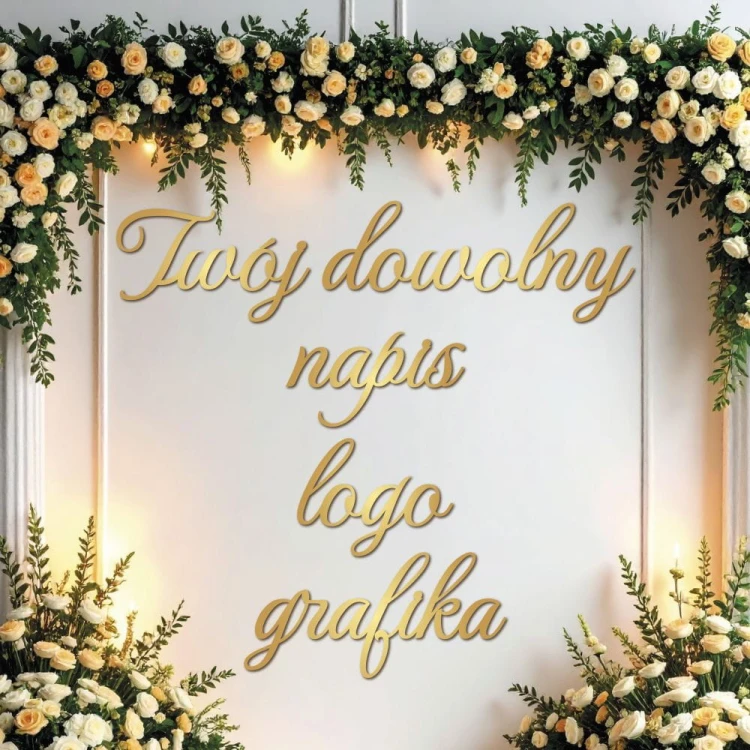 Dekoracja na ściankę - złote/srebrne lustro - twoje logo napis