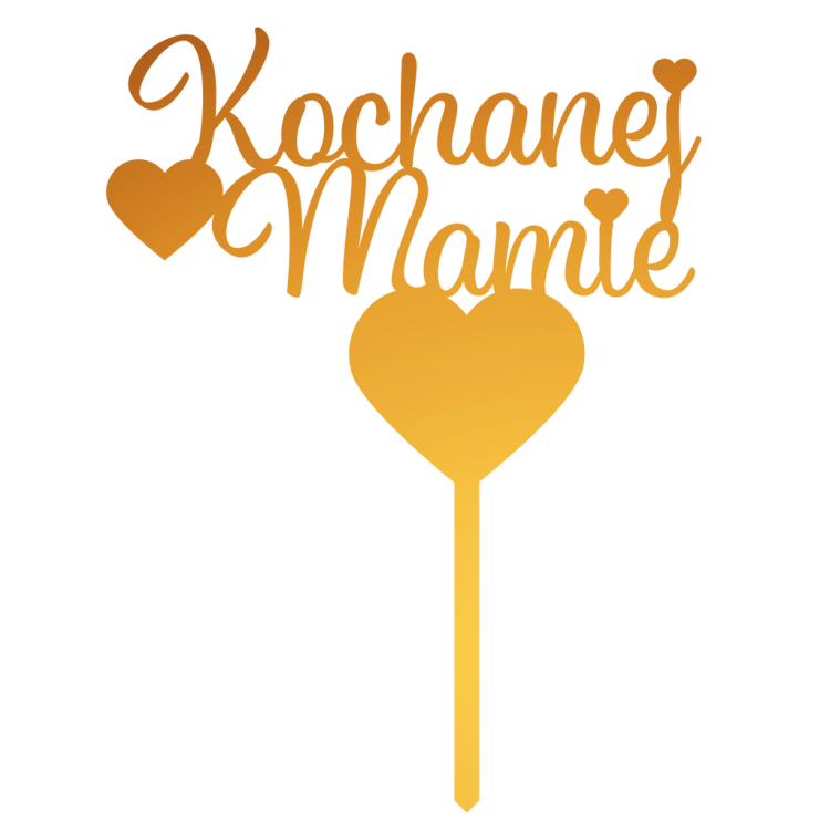 Topper Kochanej Mamie - złote/srebrne lustro z nóżką