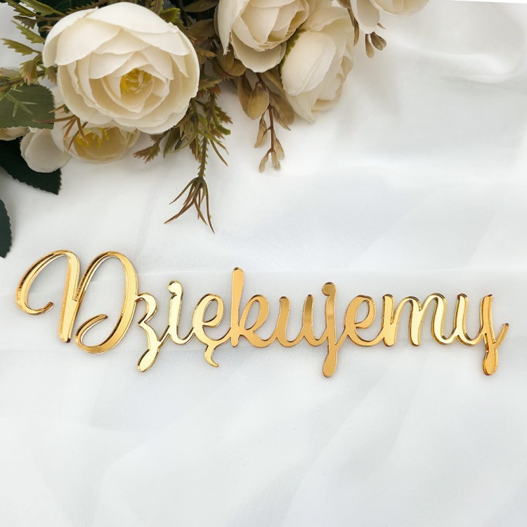 Napis na skrzynkę tablice Dziękujemy - złote/srebrne lustro