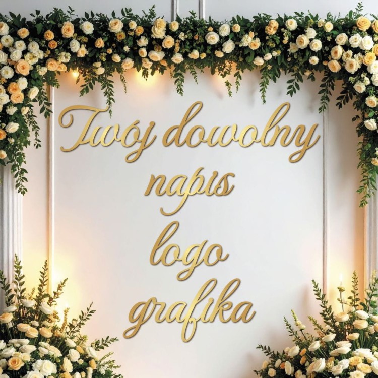 Dekoracja na ściankę - złote/srebrne lustro - twoje logo napis