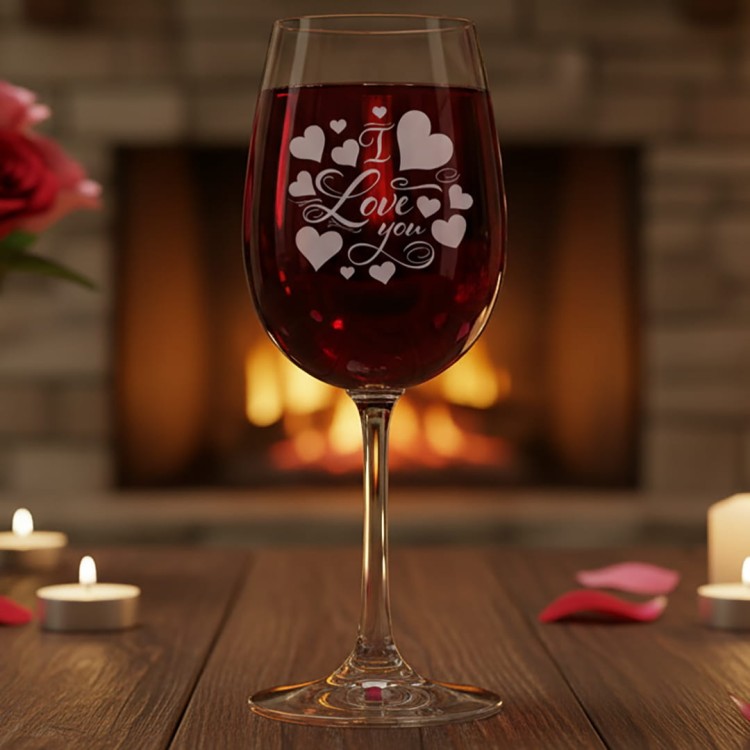 Kieliszek do wina z grawerem I Love You 280ml