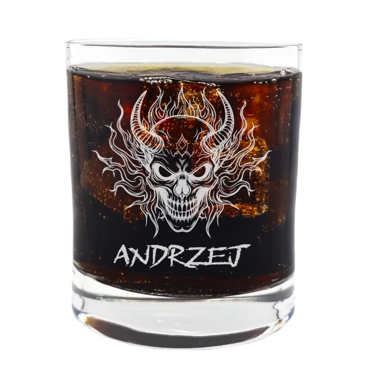 Szklanka Whisky 250ml Czaszka w płomieniach.jpg